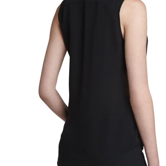 NEW Theory Duria Silk Blouse Black Button Down Sz M - Picture 6 of 12